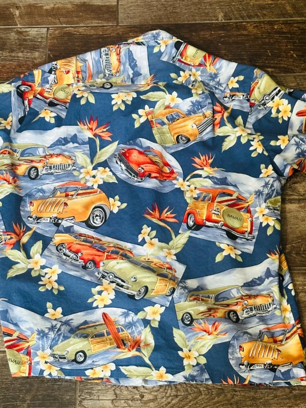 Men’s RJC Hawaiian Shirt  Hot Rod Cars Aloha Floral Short Sleeve XL Extra Large